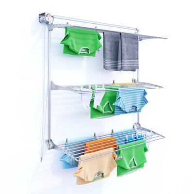 Foxydry Tower 152 Cm GreyFreestanding Laundry Drying Rack With Extendable Racks & Compact Folding Design