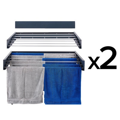 2X Foxydry Hide 101 Cm AnthraciteEfficient Retractable Laundry Airer For Outoor Drying
