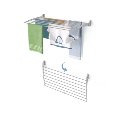 B&Q -  Fold Down 102 Cm GreyWall-Mounted Drying RackModern Foldable Clothes Dryer