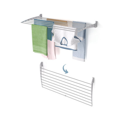 Foxydry Fold Down 116 Cm GreyFoldable Wall-Mounted Clothes AirerSpace-Saving Solution