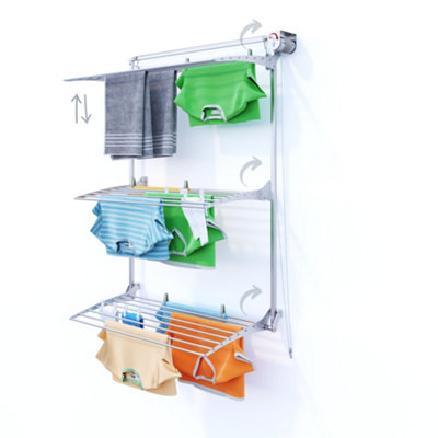 Foxydry Tower 108 Cm GreyVertical Laundry Drying Rack With Adjustable Multi-Level ShelvesRight-Hand Clutch