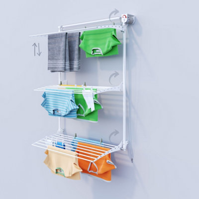 Foxydry Tower 108 Cm WhiteVertical Laundry Airer With Foldable RacksRight-Hand ClutchLarge Capacity