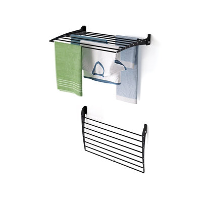 Foxydry Fold Down 82 Cm BlackWall-Mounted Drying RackCompact Foldable Clothes Airer