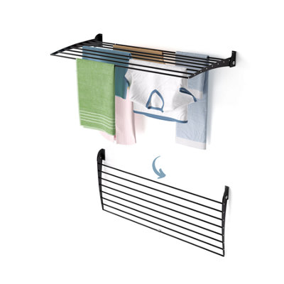Foxydry Fold Down 116 Cm BlackFoldable Wall-Mounted Clothes AirerSpace-Saving Dryer