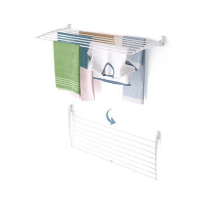 Foxydry Fold Down 116 Cm WhiteSpace-Saving Wall-Mounted DryerFoldable Clothes Airer