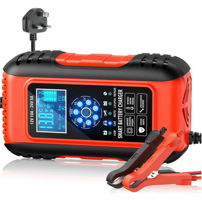 10 Amp Car Battery Charger 12 V / 24 V7 Stage Charging Smart Fully Automotive With Maintainer / Pulse Repair Pack For from B&Q