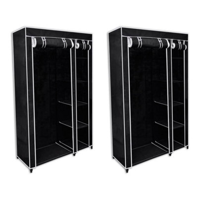 Berkfield Fabric Wardrobes 2 Pcs Black
