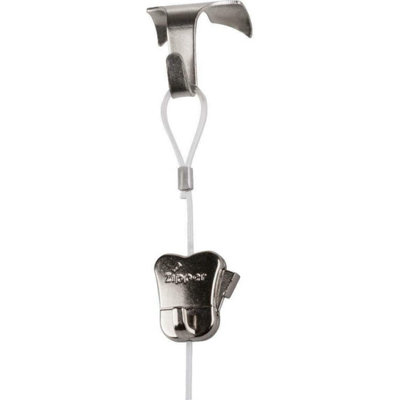 Stas Picture Rail Hook Kit With Zipper Hooks And 150Cm Perlon CordsChrome (2-Pack) from B&Q