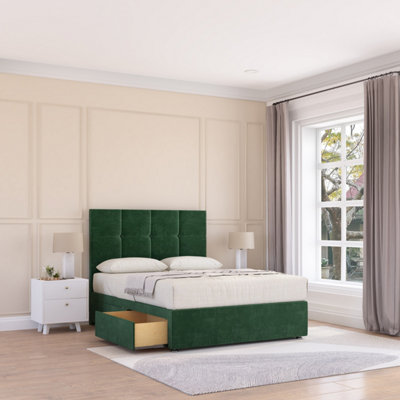 Sloomy Jasmine Emerald Plush 5Ft Memory Foam Bed Set With 2 DrawersMattress & Headboard- King from B&Q