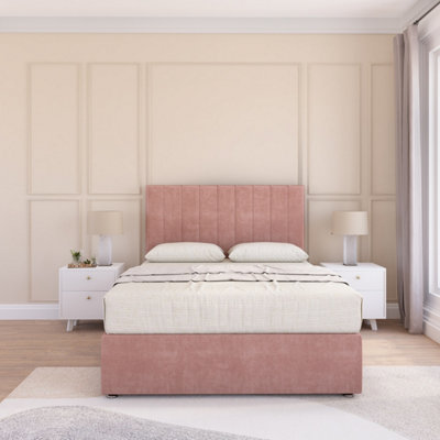 Sloomy Kansas Pink Plush 6Ft Memory Foam Bed Set With No DrawersMattress & Headboard- Super King from B&Q