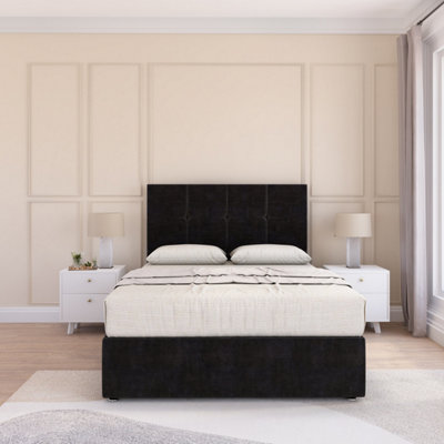 Sloomy Jasmine Black Plush 5Ft Memory Foam Bed Set With No DrawersMattress & Headboard- King from B&Q
