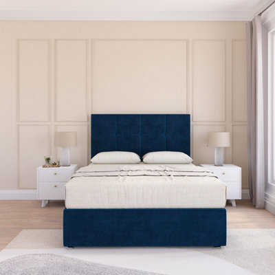 Sloomy Jasmine Navy Plush 2Ft6 Memory Foam Bed Set With No DrawersMattress & Headboard- Small Single from B&Q