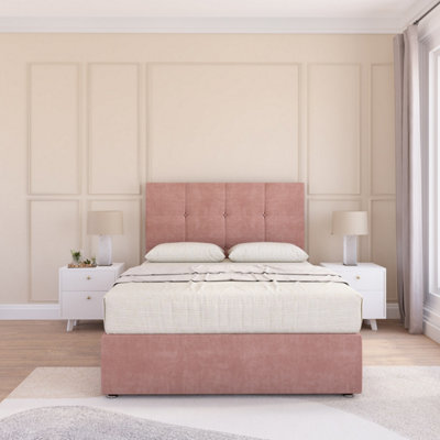 Sloomy Jasmine Pink Plush 4Ft Memory Foam Bed Set With No DrawersMattress & Headboard- Small Double from B&Q