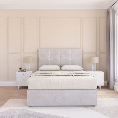 Sloomy Jasmine Silver Plush 3Ft Memory Foam Bed Set With No DrawersMattress & Headboard- Single from B&Q