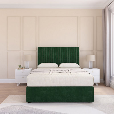 Sloomy Manhattan Emerald Plush 3Ft Memory Foam Bed Set With No DrawersMattress & Headboard- Single from B&Q