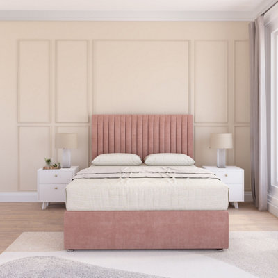 Sloomy Manhattan Pink Plush 2Ft6 Memory Foam Bed Set With No DrawersMattress & Headboard- Small Single from B&Q