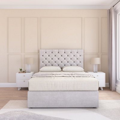 Sloomy Manhattan Silver Plush 2Ft6 Memory Foam Bed Set With No DrawersMattress & Headboard- Small Single from B&Q