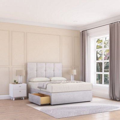 Sloomy Jasmine Silver Plush 5Ft Memory Foam Bed Set With 2 DrawersMattress & Headboard- King from B&Q