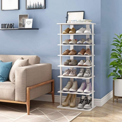 Living And Home 7 Tiers White Vertical Household Space Saving Shoe Rack Entryway Shoe Storage Shelf Unit from B&Q