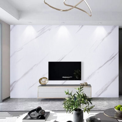 Living And Home White Marble Textured Self Adhesive Pvc Wallpaper Roll Background Wall 3M from B&Q