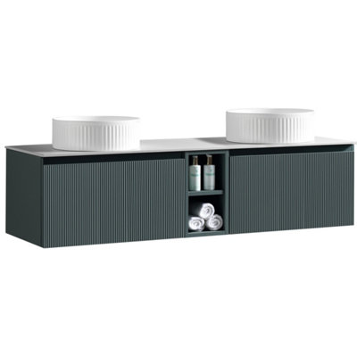 Flauto Smoked Sage Wall Hung Basin Vanity 1400mm from B&Q