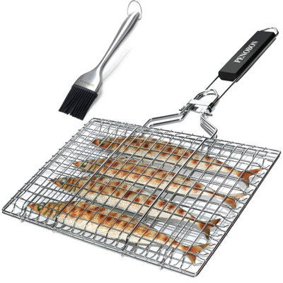  - Penobon Fish Grilling BasketFolding Portable Stainless Steel Bbq Grill For Vegetables Shrimp With Removable HandleCome