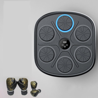 Obasyhig Black 9 Adjustable Speed Bluetooth Music Boxing Target With Black Adult And Kids Gloves