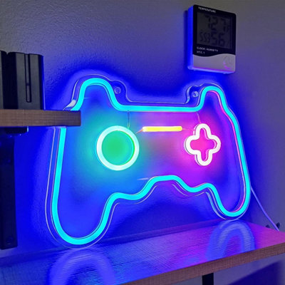  - Mede Dimmable Game Neon SignGlass Gaming Light Powered By Usb With SwitchBlue Led For Bedroom Wall Decor Room Party Decoration