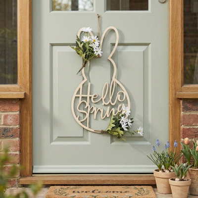 B&Q -  Decorative Faux Foliage Bunny Wreath