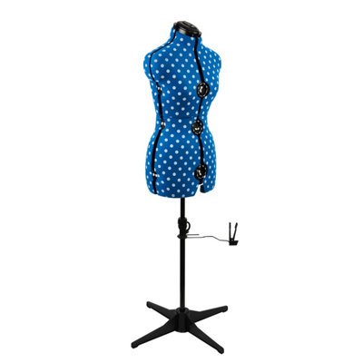 Sewing Online Adjustable Dressmakers DummyDuck Egg Blue PolkaSize: SmallUk 10-16 from B&Q