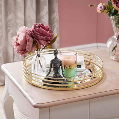 Biznest Fifth Avenue Decorative Gold Mirrored Tray Beautifully Designed In A Clean And Simplistic Styling Dia. 30Cm X H 6Cm from B&Q
