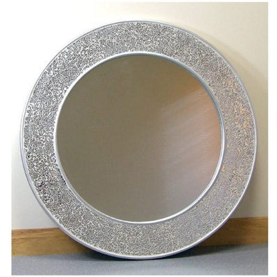 Biznest Medium Round Design Wall Mirror Silver Mosaic Frame from B&Q