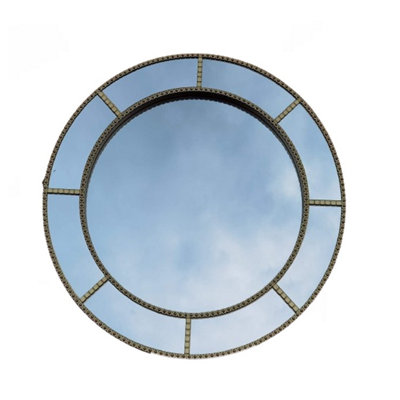 Biznest Gold Round Shape Window Style Wall Mirror Simply Stylish from B&Q