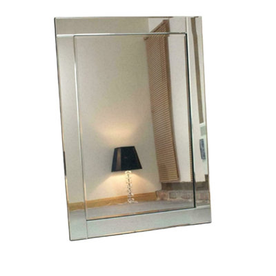 Biznest Chloe Silver Glass Frame Rectangle Bevelled Modern Wall Mirror 60X90 from B&Q