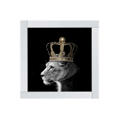 Biznest Queen Lion Gold Glitter Liquid Wall Art from B&Q