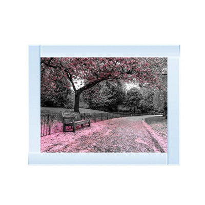 Biznest Park Bench Pink Glitter Liquid Wall Art from B&Q