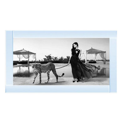 Biznest Woman With Cheetah Glitter Liquid Wall Art from B&Q