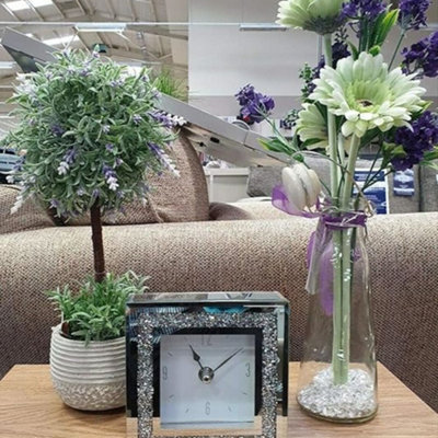 Biznest 14X14Cm Small Jewel Square Table Clock Crushed Diamante Desk Clock Elegant Diamond from B&Q