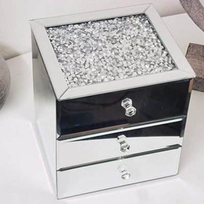 Biznest Crushed Crystal Drawer Jewellery Box3 Organizer Container Case Chest Trinket Box from B&Q