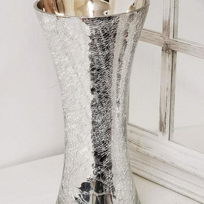 Biznest Crackle Vase Silver Tabletop Vases For Home Decorations Centrepiece For Party Event Home Décor from B&Q