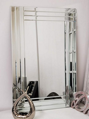 Biznest Large Wall Mirror Bevelled Triple Edge Mirror Strips Frameless Elegant 40X60Cm Mirror Collection Of Biznest Store from B&Q
