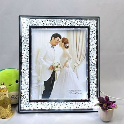 Biznest 8X10" Led Crushed Diamond Mirrored Crystal Picture Photograph Frame Silver The World's Largest Collection Of Biznest Store from B&Q