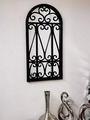 Biznest 71X35Cm Wall Mirror Black Window Style Wall Mirror Stylish Decor Mirror from B&Q