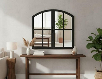 Biznest 72X65Cm New Shape Window Style Wall Mirror Simply Stylish Decor Mirror Wall Window Mirror (Black) from B&Q
