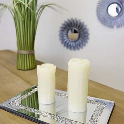 Biznest 28X17Cm 2X Diamante Mirrored Crystal Tray Candle Holder Display Plate Table Centerpiece Crushed Jewel Home Décor from B&Q