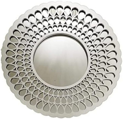 Biznest Silver Circle Droplet Pattern MirrorThe World's Largest Mirror Collection Of Biznest Store from B&Q