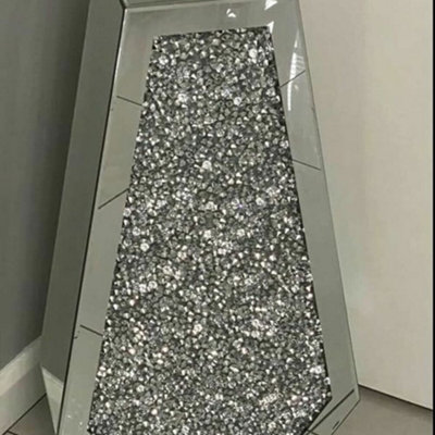 Biznest Xl 70Cm Sparkle Diamond Crushed Crystal Sparkly Silver Mirrored Floor Vase from B&Q