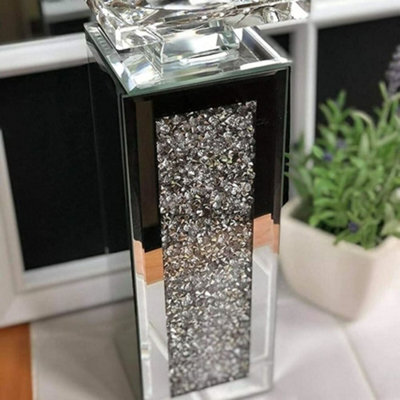 Biznest Crystal Clear Candle Piller Diaman Candle Holder Tealight HolderHome DecorativeLiving RoomBedroom from B&Q