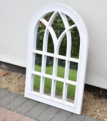 Biznest White Rustic Window Soho Style Mirror Hallway Vanity Wall Elegant Vintage Style 76X51Cm from B&Q