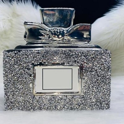Biznest Crushed Diamond Sparkly Perfume Bottle Ornament Shelf Sitter Md Home Decor Best For Gift Luxury (Silver) from B&Q
